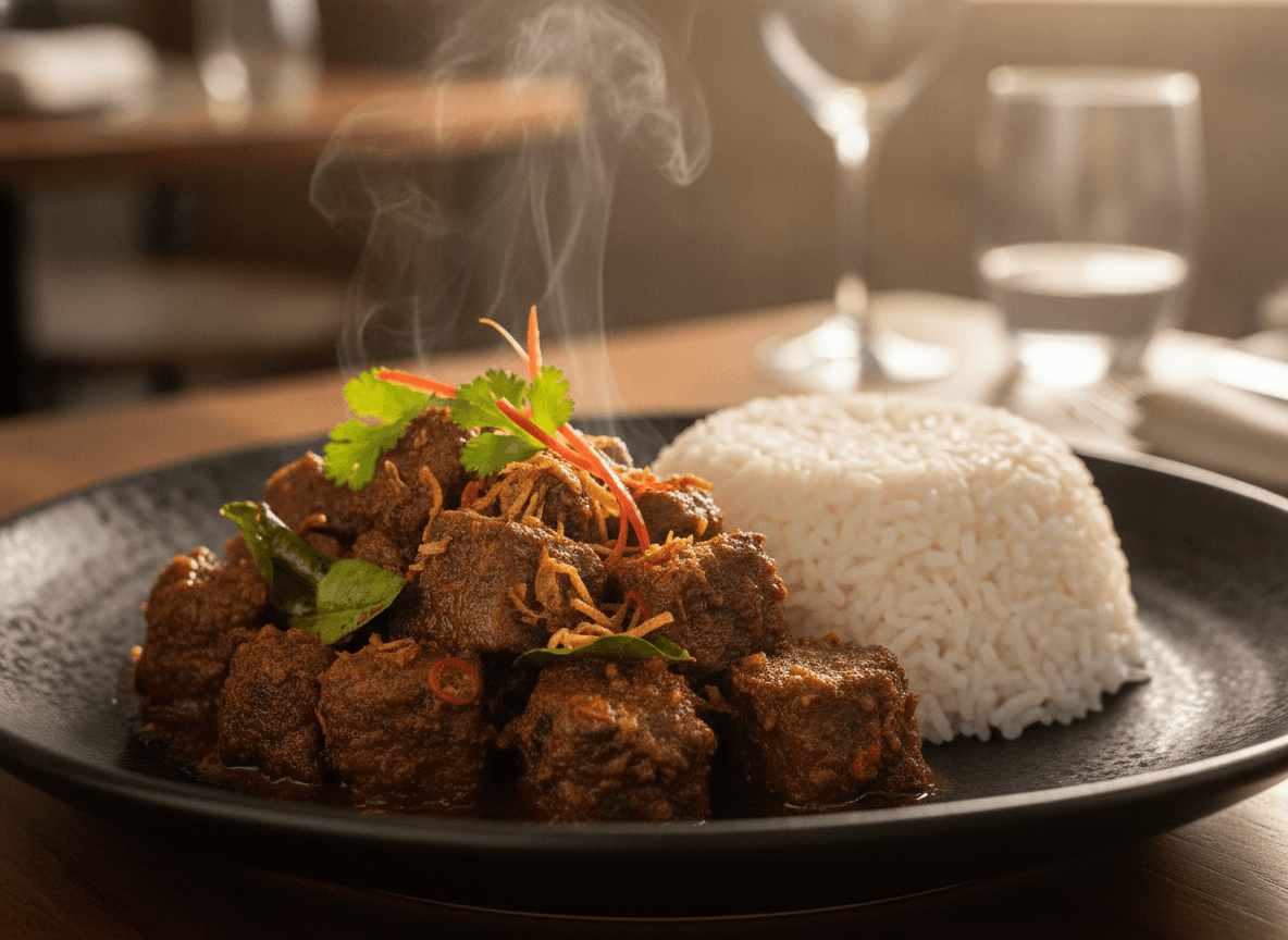 Signature Rendang Tok, plated at home